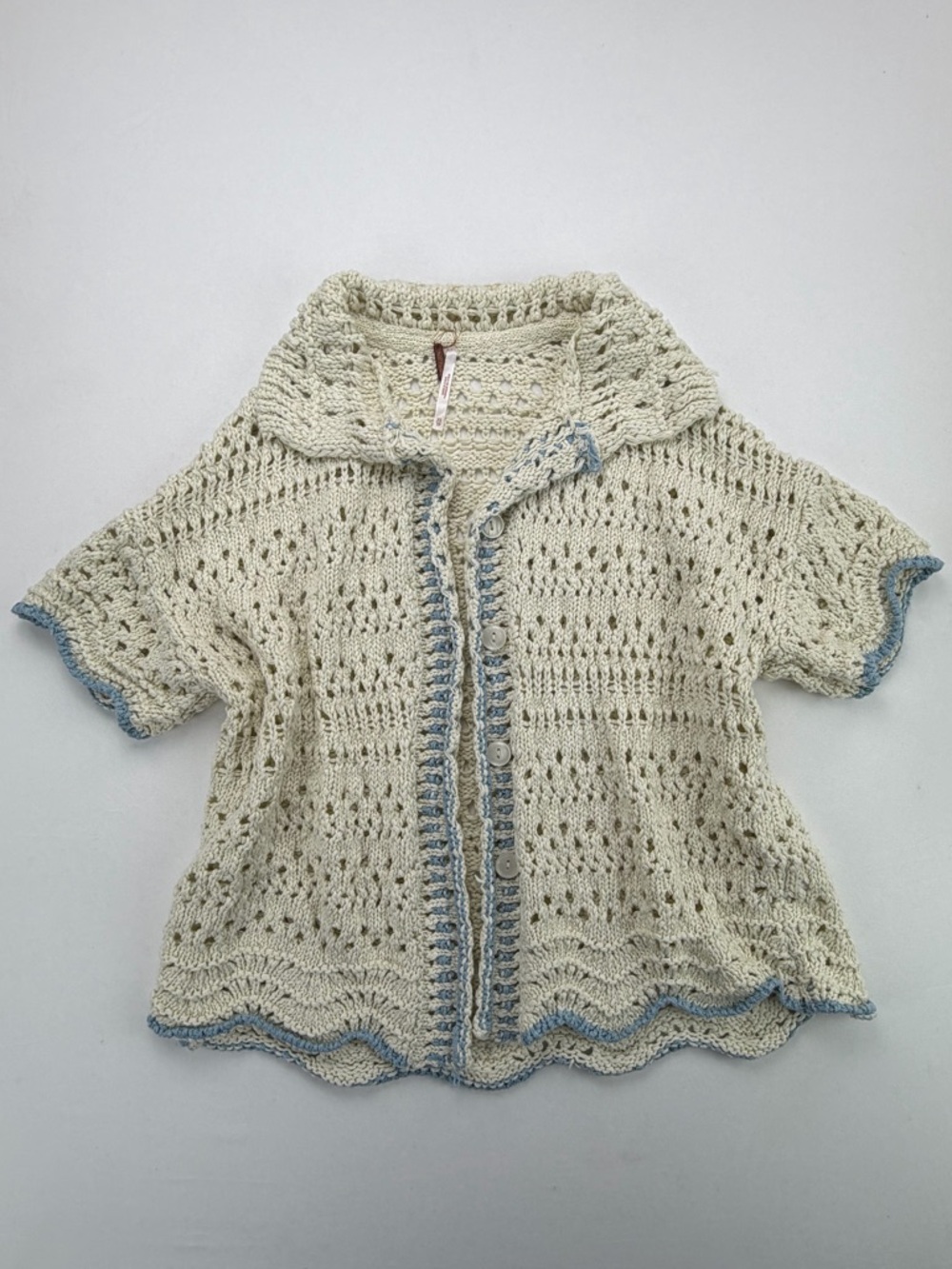 Free People Santa Cruz Club Shirt Crochet Button Down XS - Picture 2 of 13